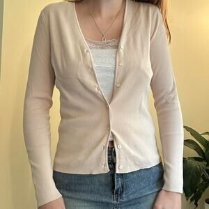 Light pale pink charter Club button up coquette cardigan size small